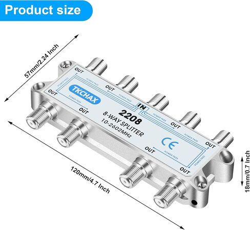 Coaxial Cable Splitter,Support 10-2602MHz,RG6 RG59 Coax Compatible,Work with MoCA2.5 and MoCA3.0, CATV, Satellite TV, Antenna, HDTV and High Speed Internet (6 Way Coaxial Cable Splitter) in Kuwait