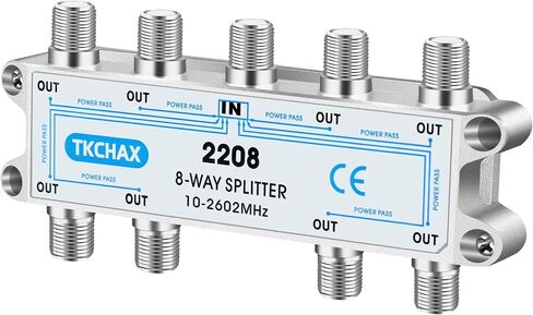 Coaxial Cable Splitter,Support 10-2602MHz,RG6 RG59 Coax Compatible,Work with MoCA2.5 and MoCA3.0, CATV, Satellite TV, Antenna, HDTV and High Speed Internet (6 Way Coaxial Cable Splitter) in Kuwait