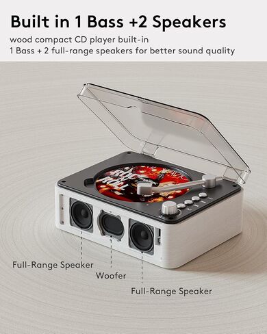 CD Player with Speakers Retro Bluetooth CD Players for Home-Brown | Vintage Nostalgic Bluetooth Transmitter,FM Radio,USB Playback,SPDIF,AUX Output,Headphone Jack,CD-R/RW & MP3-CD Support in Kuwait