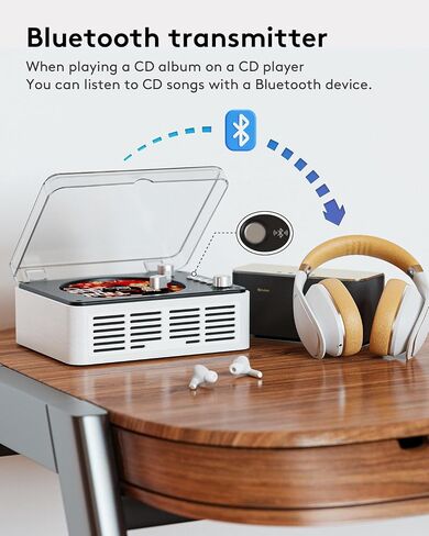 CD Player with Speakers Retro Bluetooth CD Players for Home-Brown | Vintage Nostalgic Bluetooth Transmitter,FM Radio,USB Playback,SPDIF,AUX Output,Headphone Jack,CD-R/RW & MP3-CD Support in Kuwait