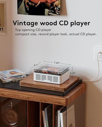 CD Player with Speakers Retro Bluetooth CD Players for Home-Brown | Vintage Nostalgic Bluetooth Transmitter,FM Radio,USB Playback,SPDIF,AUX Output,Headphone Jack,CD-R/RW & MP3-CD Support in Kuwait