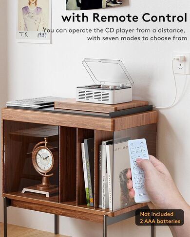CD Player with Speakers Retro Bluetooth CD Players for Home-Brown | Vintage Nostalgic Bluetooth Transmitter,FM Radio,USB Playback,SPDIF,AUX Output,Headphone Jack,CD-R/RW & MP3-CD Support in Kuwait