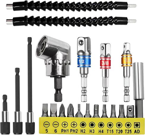 1PCS 105°Right Angle Drill，3PCS Socket Adapter for Drill(Black) in Saudi Arabia