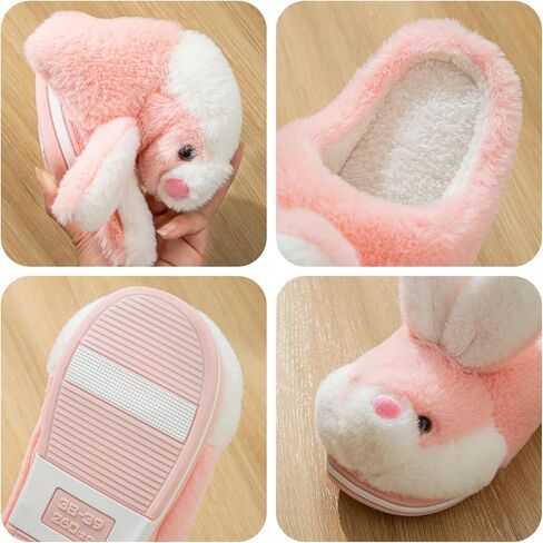 Women's Cute Rabbit Animal Slippers - Novelty Cozy Fuzzy Soft Plush Winter Warm House Shoes Cotton Slippers in Saudi Arabia