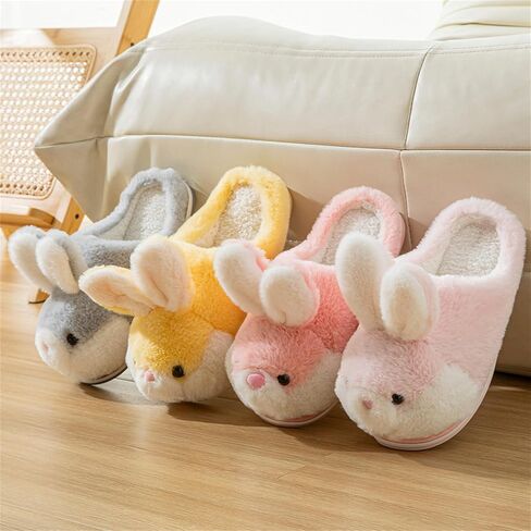 Women's Cute Rabbit Animal Slippers - Novelty Cozy Fuzzy Soft Plush Winter Warm House Shoes Cotton Slippers in Saudi Arabia