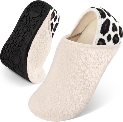 شبشب منزل DOMMARE Fuzzy للرجال والنساء في الأماكن المغلقة، أحذية غرفة النوم، جوارب شبشب دافئة حافي القدمين، بطانة من الفرو المجعد من الإسفنج الذكي سهلة الارتداء، نعل مطاطي مغلق غير قابل للانزلاق، نعال بدون كعب للسفر in Kuwait