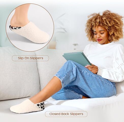 شبشب منزل DOMMARE Fuzzy للرجال والنساء في الأماكن المغلقة، أحذية غرفة النوم، جوارب شبشب دافئة حافي القدمين، بطانة من الفرو المجعد من الإسفنج الذكي سهلة الارتداء، نعل مطاطي مغلق غير قابل للانزلاق، نعال بدون كعب للسفر in Kuwait