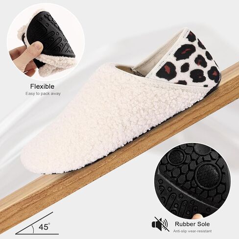 شبشب منزل DOMMARE Fuzzy للرجال والنساء في الأماكن المغلقة، أحذية غرفة النوم، جوارب شبشب دافئة حافي القدمين، بطانة من الفرو المجعد من الإسفنج الذكي سهلة الارتداء، نعل مطاطي مغلق غير قابل للانزلاق، نعال بدون كعب للسفر in Kuwait