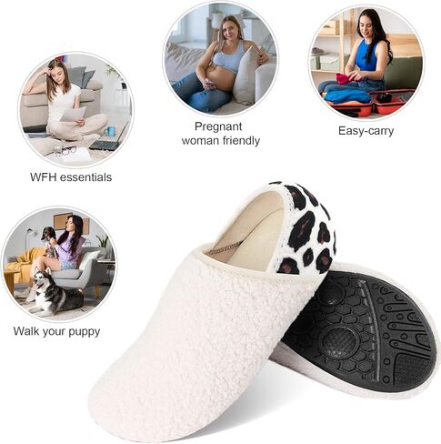 شبشب منزل DOMMARE Fuzzy للرجال والنساء في الأماكن المغلقة، أحذية غرفة النوم، جوارب شبشب دافئة حافي القدمين، بطانة من الفرو المجعد من الإسفنج الذكي سهلة الارتداء، نعل مطاطي مغلق غير قابل للانزلاق، نعال بدون كعب للسفر in Kuwait