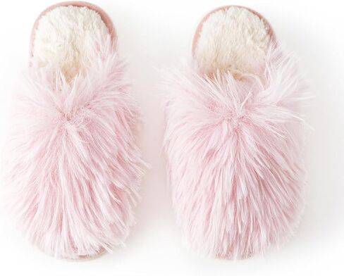 ForBaysy Faux Fur Slippers Memory Foam Slippers Ladies Fluffy Winter House Shoes Indoor Fuzzy Fluffy Slipper in Saudi Arabia