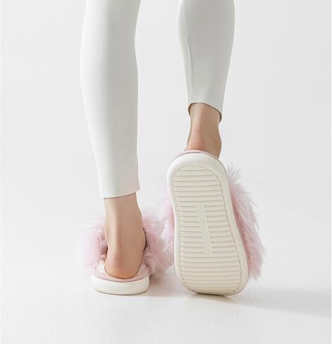 ForBaysy Faux Fur Slippers Memory Foam Slippers Ladies Fluffy Winter House Shoes Indoor Fuzzy Fluffy Slipper in Saudi Arabia