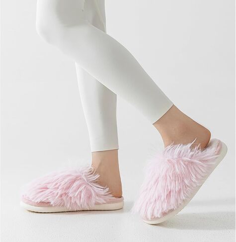 ForBaysy Faux Fur Slippers Memory Foam Slippers Ladies Fluffy Winter House Shoes Indoor Fuzzy Fluffy Slipper in Saudi Arabia