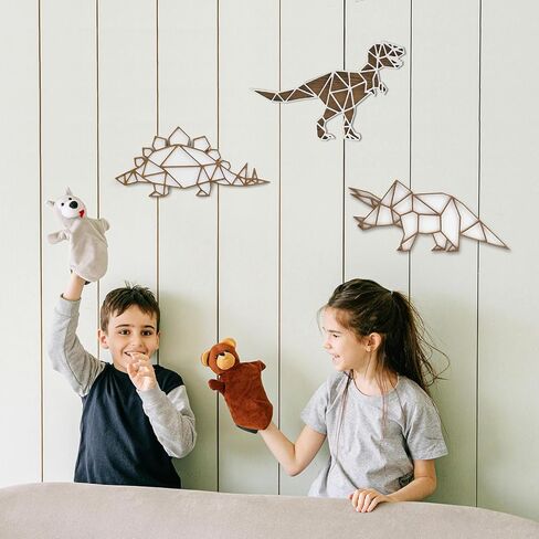 ديكور حائط على شكل ديناصور من NIKKY HOME لغرفة الأولاد، لوحة فنية جدارية خشبية على شكل ديناصور هندسي كهدية للأطفال، لافتة معلقة ممتعة للأطفال الأولاد وغرفة اللعب وغرفة اللعب - تيرانوصور ريكس in Kuwait