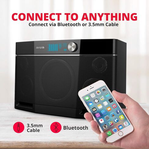 Aiwa Exos-10 Portable Bluetooth Speaker, 200W RMS Power, 6.5" Subwoofer, Deep Bass, Party Sync, Backlit Display, FM/BT/USB/AUX, Remote Control, Carry Strap, Bluetooth V5.0 in Saudi Arabia