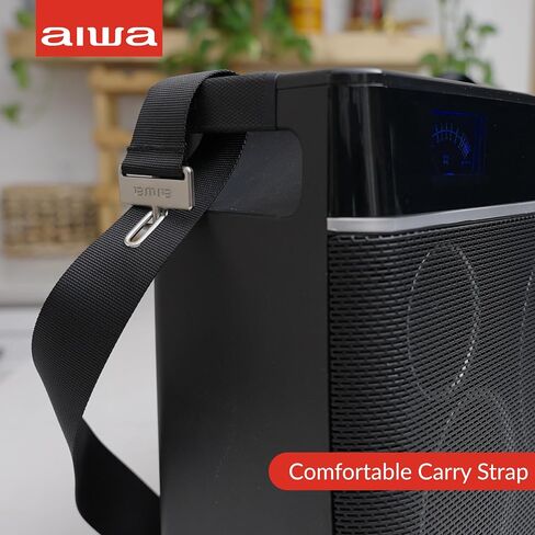Aiwa Exos-10 Portable Bluetooth Speaker, 200W RMS Power, 6.5" Subwoofer, Deep Bass, Party Sync, Backlit Display, FM/BT/USB/AUX, Remote Control, Carry Strap, Bluetooth V5.0 in Saudi Arabia