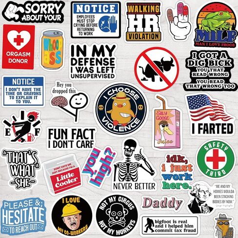 120pcs Funny Stickers for Adults, Prank Meme (Dirty) Hilarious Sticker Pack for Laptop, Hard Hat, Work, Water Bottles, Computers, Vinyl Waterproof Decals (120) in Kuwait