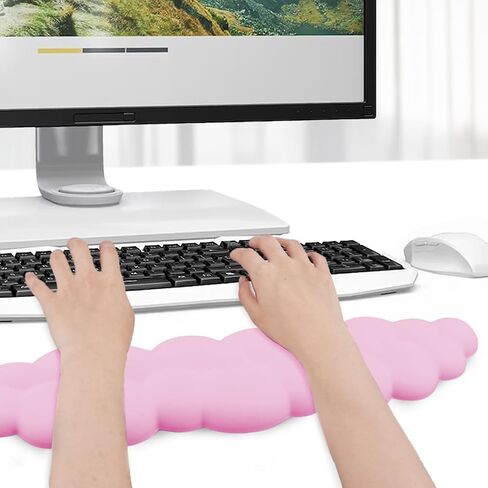 لوحة مفاتيح مسند المعصم السحابية، مسند معصم مريح للفأرة مع كوستر، مثالي للوحة المفاتيح، وعشاق الألعاب، ورسامي الكمبيوتر في المكتب والمنزل (وردي) in Kuwait
