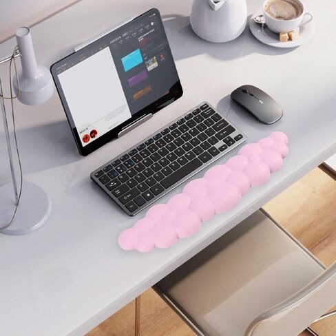 لوحة مفاتيح مسند المعصم السحابية، مسند معصم مريح للفأرة مع كوستر، مثالي للوحة المفاتيح، وعشاق الألعاب، ورسامي الكمبيوتر في المكتب والمنزل (وردي) in Kuwait