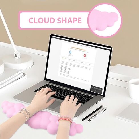 لوحة مفاتيح مسند المعصم السحابية، مسند معصم مريح للفأرة مع كوستر، مثالي للوحة المفاتيح، وعشاق الألعاب، ورسامي الكمبيوتر في المكتب والمنزل (وردي) in Kuwait