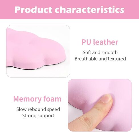 لوحة مفاتيح مسند المعصم السحابية، مسند معصم مريح للفأرة مع كوستر، مثالي للوحة المفاتيح، وعشاق الألعاب، ورسامي الكمبيوتر في المكتب والمنزل (وردي) in Kuwait