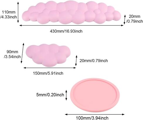 لوحة مفاتيح مسند المعصم السحابية، مسند معصم مريح للفأرة مع كوستر، مثالي للوحة المفاتيح، وعشاق الألعاب، ورسامي الكمبيوتر في المكتب والمنزل (وردي) in Kuwait