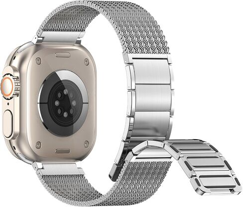 سوار ساعة مغناطيسي متوافق مع ساعة Apple 38 مم 40 مم 41 مم 42 مم 44 مم 45 مم 46 مم 49 مم، أساور معدنية بديلة مضفرة لسلسلة iwatch Ultra 2/Ultra SE 10 9 8 7 6 5، حزام ساعة للنساء والرجال لساعة iWatch in Kuwait