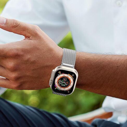 سوار ساعة مغناطيسي متوافق مع ساعة Apple 38 مم 40 مم 41 مم 42 مم 44 مم 45 مم 46 مم 49 مم، أساور معدنية بديلة مضفرة لسلسلة iwatch Ultra 2/Ultra SE 10 9 8 7 6 5، حزام ساعة للنساء والرجال لساعة iWatch in Kuwait