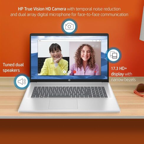 HP 17 Laptop High Performance Business Laptop, 17.3" HD+ Display, AMD Ryzen 5 7530U(Beats i7-1165G7), 32GB RAM, 2TB SSD, Wi-Fi 6, BrightView, Webcam, Windows 11 Pro with Computer Stand, Silver in Saudi Arabia