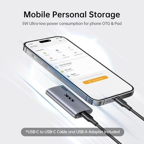 SSK 128GB SSD External Hard Drive, Portable SSD Up to 550MB/s Fast Solid State Drives, External Drive USB 3.2 Gen2 SSD for iPhone 15/Pro, Windows, Mac, Android with LED Light, Trim, Smart Supported in Kuwait