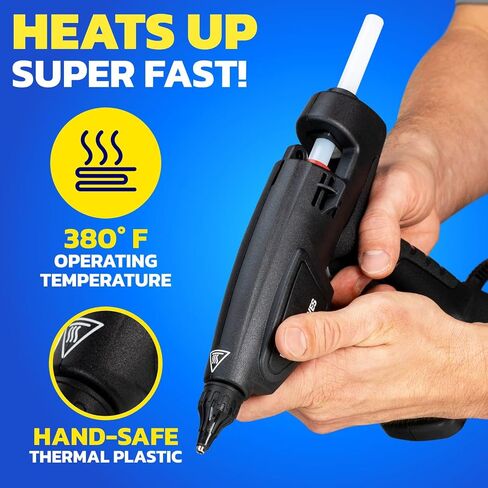 IDL Packaging GG-5810 Industrial 450W Hot Glue Gun with 10 pcs Glue Sticks - 5/8" x 10" Full-Size Glue Sticks, Amber - Hot Glue Gun Kit for Variety of Surfaces: Foam, Vinyl, Leather, or Upholstery in Kuwait