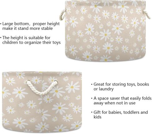 Burbuja Farm Animals Round Storage Basket with Cotton Rope Handles, Laundry Basket for Blankets, Toys, Nursery, Living Room Decoration in Saudi Arabia