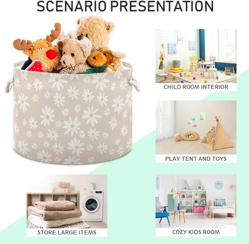 Burbuja Farm Animals Round Storage Basket with Cotton Rope Handles, Laundry Basket for Blankets, Toys, Nursery, Living Room Decoration in Saudi Arabia