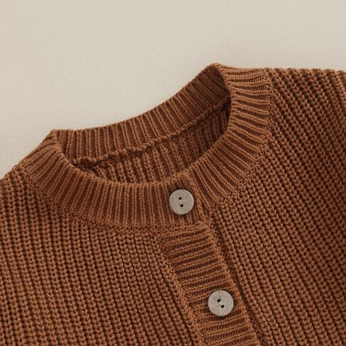 سترة صوفية لطيفة للأطفال حديثي الولادة بأكمام طويلة وأزرار للأعلى، سترة محبوكة للأطفال الرضع، ملابس خريف وشتاء in Kuwait