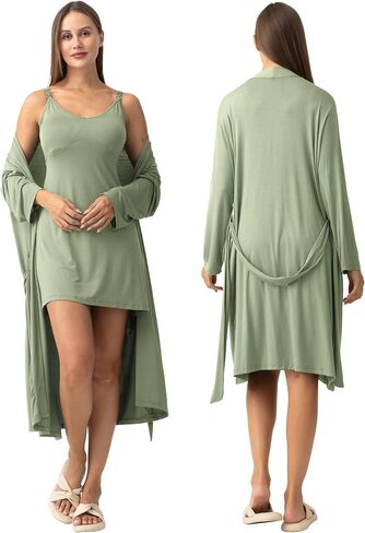 SUNNYBUY Women's Nursing Nightgown Maternity Robe Set, 3 in 1 Labor Delivery Breastfeeding Dress Postpartum Sleepwear in Kuwait