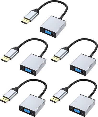 محول DisplayPort إلى VGA، منفذ عرض إلى محول VGA ذكر إلى أنثى ألومنيوم HD 1080P، سلك مطلي بالذهب للكمبيوتر والشاشة والتلفزيون وجهاز العرض المتوافق مع Lenovo وDell وHP وASUS in Kuwait
