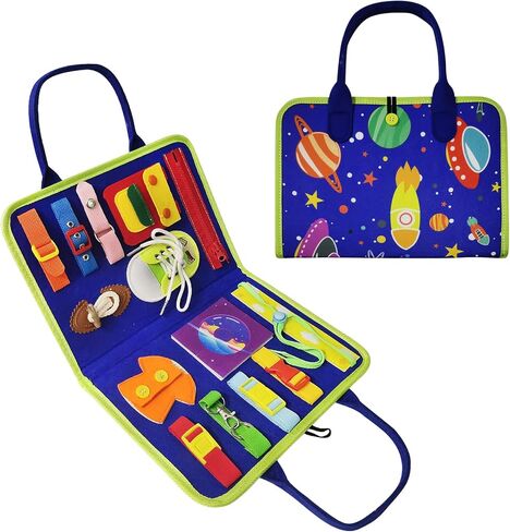 TenFans ​​Montessori Busy Board for Toddlers 3-5 Years - Sensory Toys for Fine Motor Skills - Felt Travel Activity Board with Zipper in Saudi Arabia