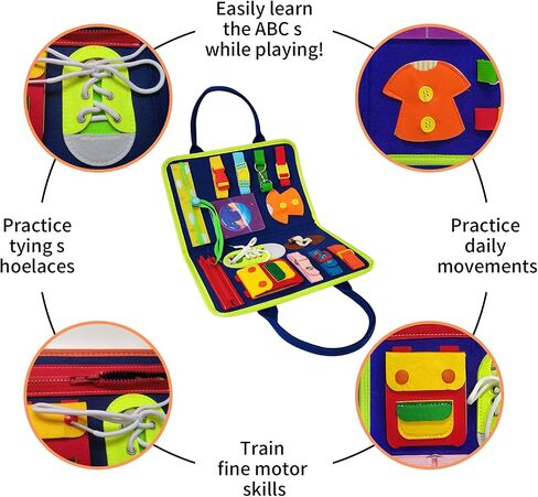 TenFans ​​Montessori Busy Board for Toddlers 3-5 Years - Sensory Toys for Fine Motor Skills - Felt Travel Activity Board with Zipper in Saudi Arabia