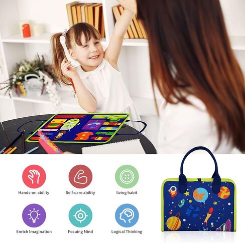 TenFans ​​Montessori Busy Board for Toddlers 3-5 Years - Sensory Toys for Fine Motor Skills - Felt Travel Activity Board with Zipper in Saudi Arabia