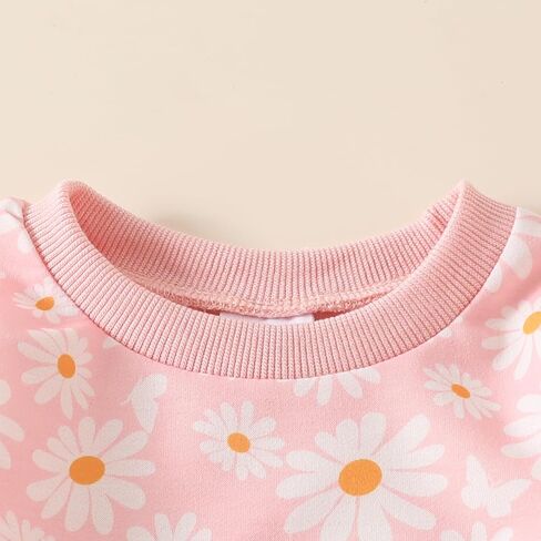 Baby Girl Fall Winter Outfits Toddler Clothes Long Sleeve Floral Graphic Crewneck Sweatshirt + Joggers Pants Set in Saudi Arabia