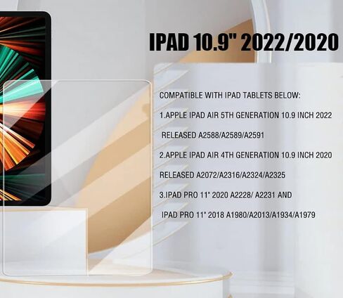 2-Pack XINDERS Screen Protector Compatible with iPad Air 4th/5th Generation 10.9 inch (2022/2020), iPad Pro 11 inch All Models(2022/2021/2020/2018), Tempered Glass Compatible with iPad Air 4/Air 5 in Saudi Arabia