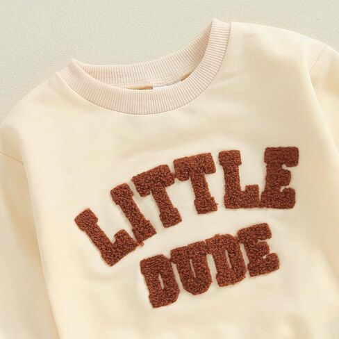 fhutpw Fall Baby Boy Clothes Toddler Embroidery Little Dude Print Long Sleeve Sweatshirt Tops Solid Pants Winter Outfits in Saudi Arabia