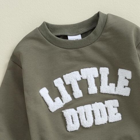 fhutpw Fall Baby Boy Clothes Toddler Embroidery Little Dude Print Long Sleeve Sweatshirt Tops Solid Pants Winter Outfits in Kuwait