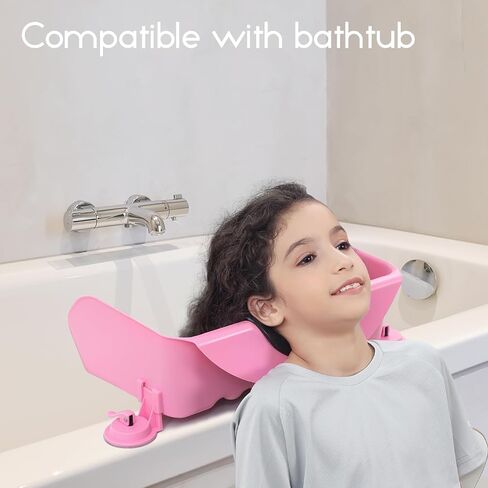 Yoofoss Portable Hair Wash Basin for Children, Toddlers, Kids, Teens, Hair Washing Station for Sink at Home, Portable Shampoo Bowl with Neck Support - Pink in Saudi Arabia