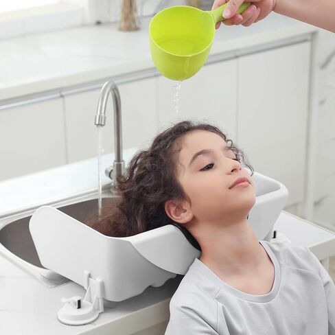 حوض غسيل الشعر المحمول من يوفوس للأطفال، والأطفال الصغار، والمراهقين، ومحطة غسيل الشعر للحوض في المنزل، ووعاء شامبو محمول مع دعم للرقبة - وردي in Kuwait