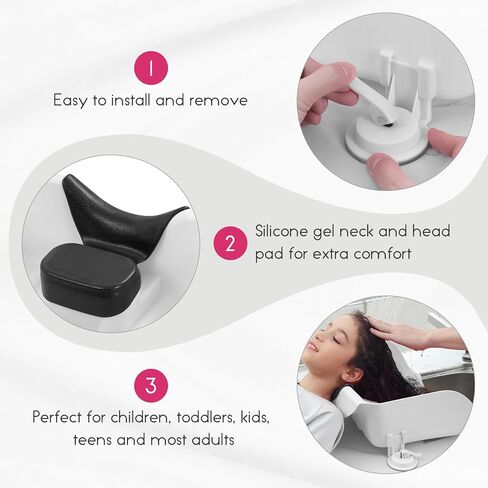 حوض غسيل الشعر المحمول من يوفوس للأطفال، والأطفال الصغار، والمراهقين، ومحطة غسيل الشعر للحوض في المنزل، ووعاء شامبو محمول مع دعم للرقبة - وردي in Kuwait