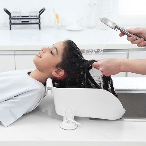 حوض غسيل الشعر المحمول من يوفوس للأطفال، والأطفال الصغار، والمراهقين، ومحطة غسيل الشعر للحوض في المنزل، ووعاء شامبو محمول مع دعم للرقبة - وردي in Kuwait