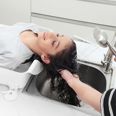 حوض غسيل الشعر المحمول من يوفوس للأطفال، والأطفال الصغار، والمراهقين، ومحطة غسيل الشعر للحوض في المنزل، ووعاء شامبو محمول مع دعم للرقبة - وردي in Kuwait