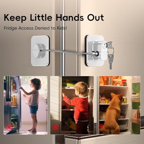 2 Pack Refrigerator Locks with 4 Keys, Child Safety Lock for Fridge Door Locks, Cabinets, Freezer, Desk Drawers, Wardrobes, Closets, Windows-No Tools Need or Drill (Patent) in Saudi Arabia