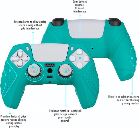 eXtremeRate PlayVital Guardian Edition Ergonomic Soft Anti-Slip Controller Silicone Case Cover for ps5, Rubber Protector Skins with Black Joystick Caps for ps5 Controller - Purple & Black in Kuwait