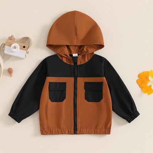 MERSARIPHY Toddler Boy Hoodies Baby Boy Jacket Lightweight Pocket Zip Up Hooded Jackets Baby Fall Winter Outwear in Kuwait